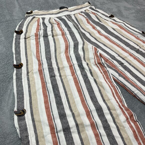 Marc New York Women’s Small Striped Linen Blend Crop Beach Vacation Pants - Picture 3 of 10